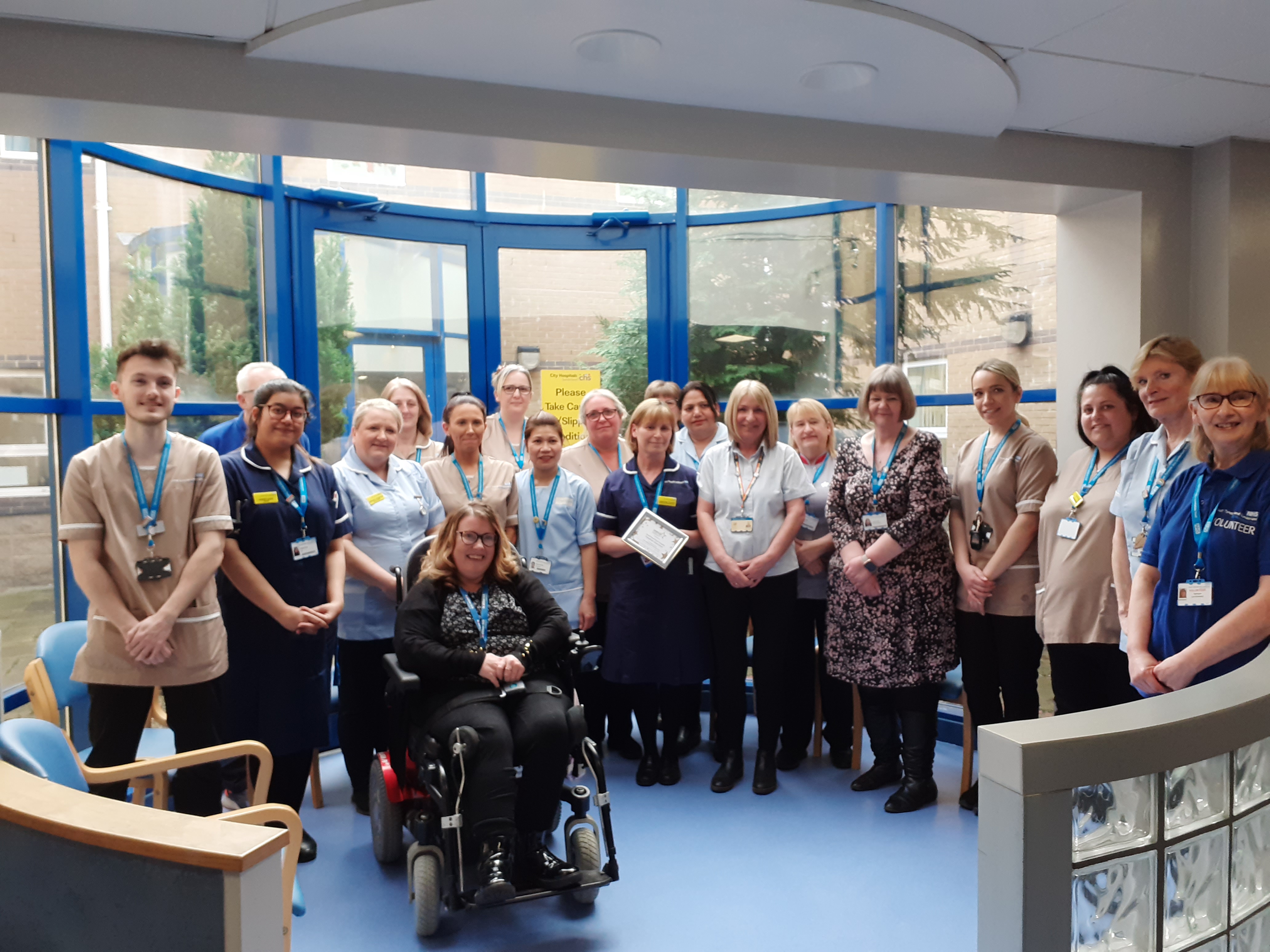 Sunderland Royal Hospital staff standing and smiling at the camera