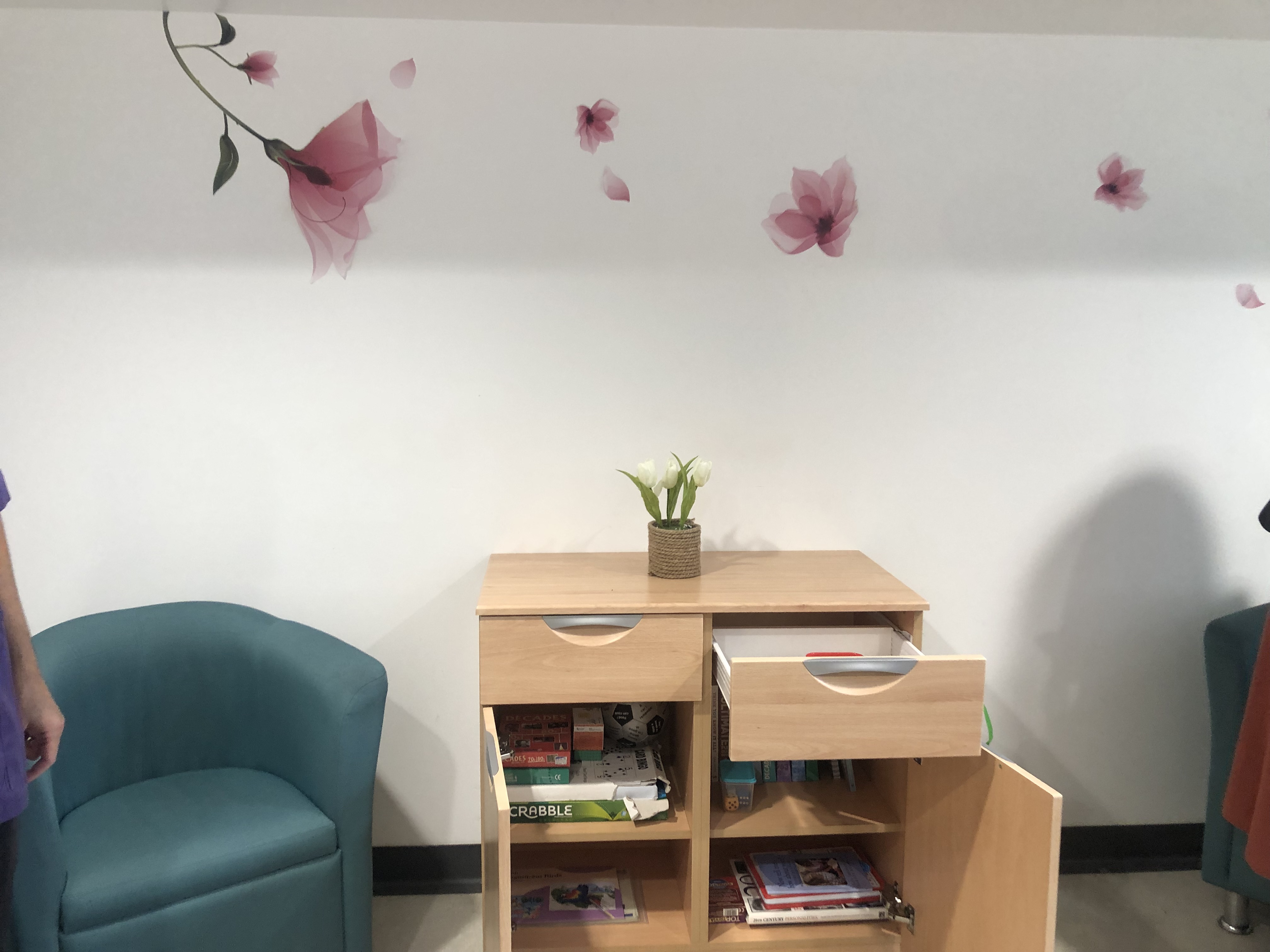 Image of a chair and cupboard