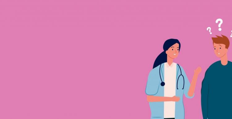 Graphic illustration of two people Graphic illustration of two people