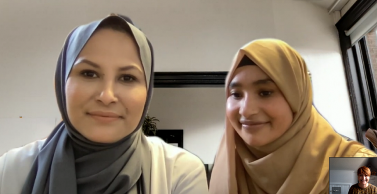 Young women looking at the camera