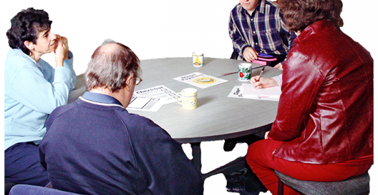 People sitting round a table