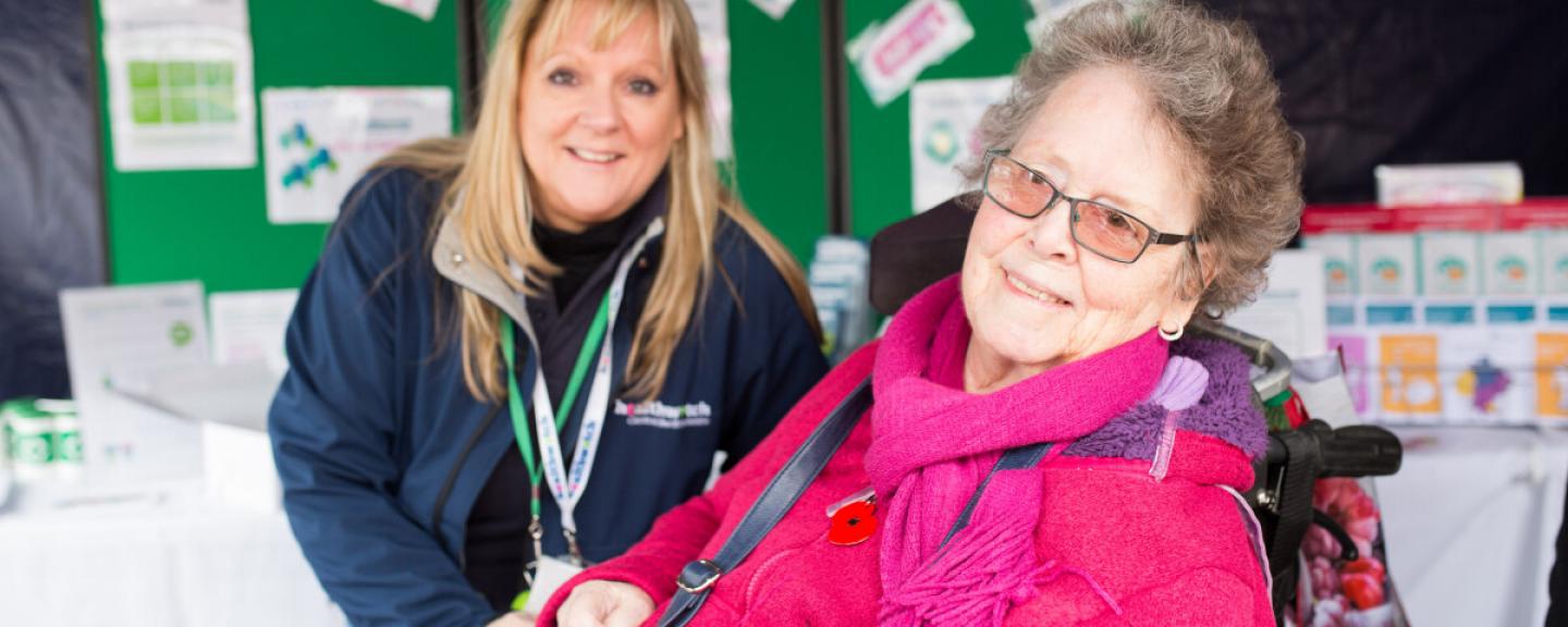 Lady in a wheelchair at a Healthwatch event