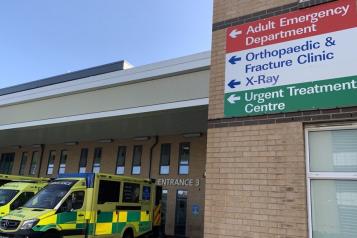 Ambulances outside of Sunderland Royal Hospital