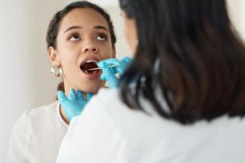 A young woman at the dentist