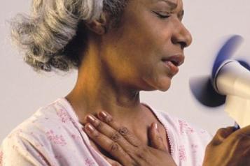 A lady holding a fan to her face