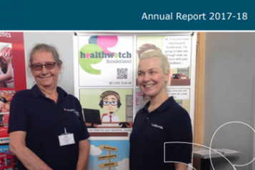 Healthwatch Sunderland report cover - two Healthwatch Volunteers looking at the camera