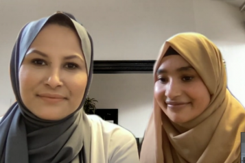 Young women looking at the camera