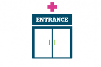 Healthwatch Sunderland report cover - Healthwatch graphic NHS service front door entrance