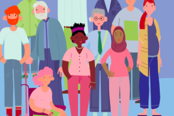 Graphic illustration of a group of people