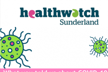Healthwatch Sunderland report cover - Healthwatch graphic of virus