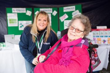 Lady in a wheelchair at a Healthwatch event