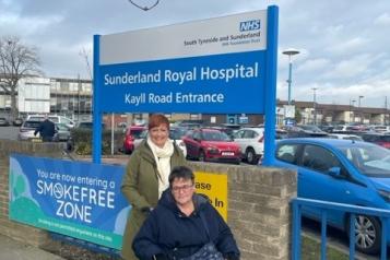 Two ladies outside the Sunderland Royal Hospital