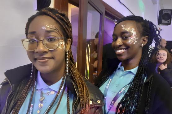volunteers with face paint