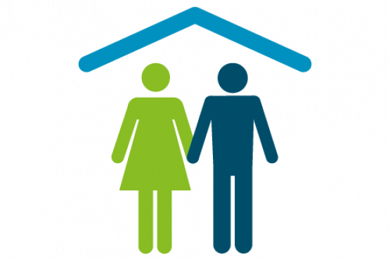 Graphic Image of two people in a house Graphic Image of two people in a house