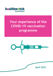 Healthwatch Sunderland report cover - Healthwatch graphic of a needle