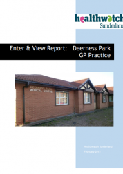 Healthwatch Sunderland report front cover, Deerness Park GP Practice