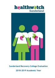 Healthwatch Sunderland report cover - Healthwatch graphic of two people