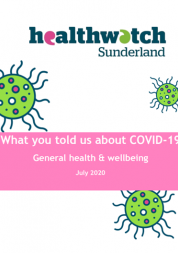 Healthwatch Sunderland report cover - Healthwatch graphic of virus