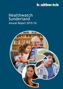 Healthwatch Sunderland report cover - Images of people in speech bubbles