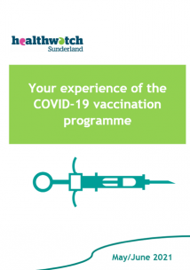 Healthwatch Sunderland report cover - Healthwatch graphic of needle Healthwatch Sunderland report cover - Healthwatch graphic of needle