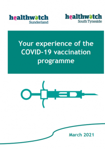 Healthwatch Sunderland report cover - Healthwatch graphic needle