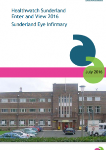 Healthwatch Sunderland report front cover, Sunderland Eye Infirmary